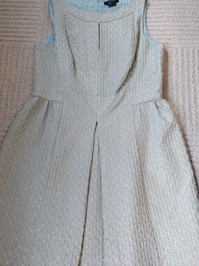 Ralph Lauren Blue and Gold Sleeveless Jacquard Midi Dress